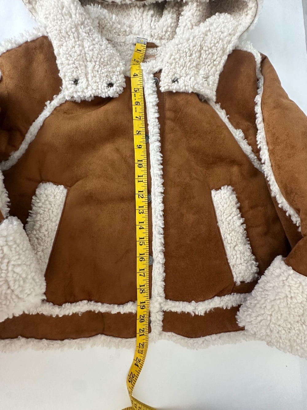 We The Free brown vegan leather jacket with white sherpa lining size S. NW